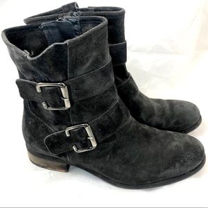 Paul Green Suede Moto Boots Black 7.5